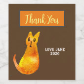 Ginger kat schattige illustratie waterverf wijn etiket (Enkel label)