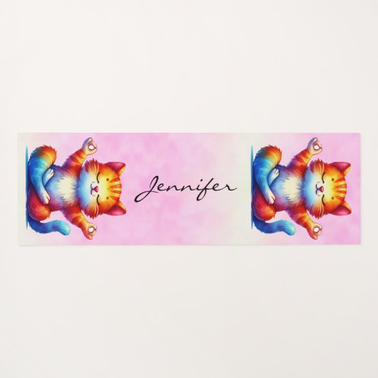 Ginger Kat Tabby Kat Roze Yoga Mat (Achterkant (horizontaal))