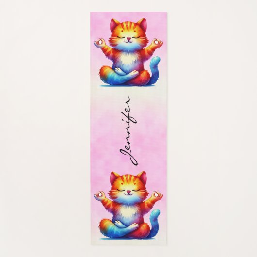 Ginger Kat Tabby Kat Roze Yoga Mat (Voorkant)