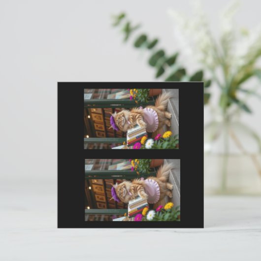 Ginger Kat verkoopt kunstboeken Bedankkaart (Staand voorkant)