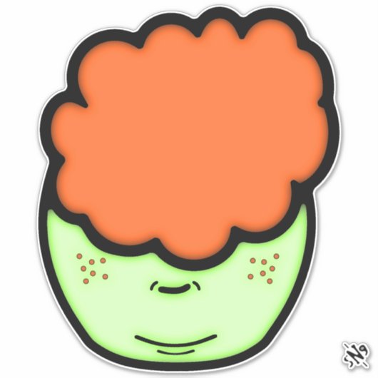 Ginger-kind (grappige cartoon zoals schets) v1 sticker (Voorkant)