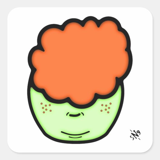 Ginger-kind (grappige cartoon zoals schets) v1 vierkante sticker (Voorkant)