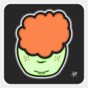 Ginger-kind (grappige cartoon zoals schets) v2 vierkante sticker