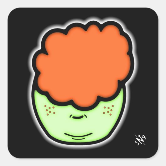 Ginger-kind (grappige cartoon zoals schets) v2 vierkante sticker (Voorkant)