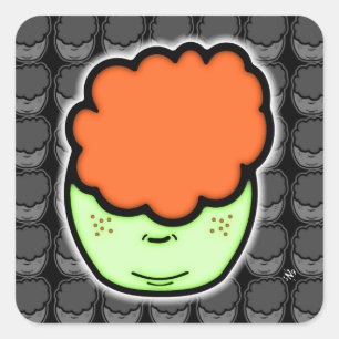Ginger-kind (grappige cartoon zoals schets) v4 vierkante sticker