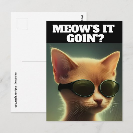 GINGER KITTEN CAT ART SUNGLASSEN HALLO Briefkaarte Briefkaart (Voorkant / Achterkant)