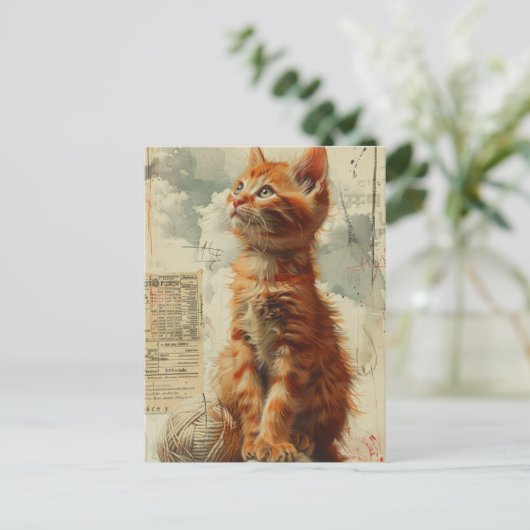 Ginger Kitten Collage Briefkaart (Staand voorkant)
