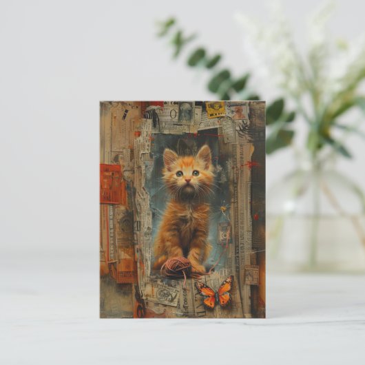 Ginger Kitten Collage Briefkaart (Staand voorkant)