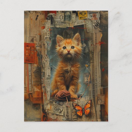  Ginger Kitten Collage Briefkaart (Voorkant)
