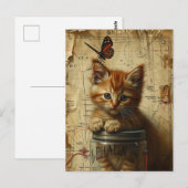 Ginger Kitten Collage Gemengde media Briefkaart (Voorkant / Achterkant)