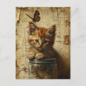 Ginger Kitten Collage Gemengde media Briefkaart (Voorkant)