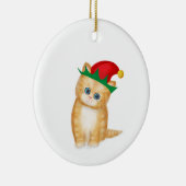 Ginger kitten gepersonaliseerde kerstboomversierin keramisch ornament (Rechts)
