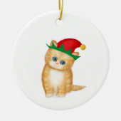 Ginger kitten gepersonaliseerde kerstboomversierin keramisch ornament (Voorkant)