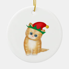 Ginger kitten gepersonaliseerde kerstboomversierin keramisch ornament