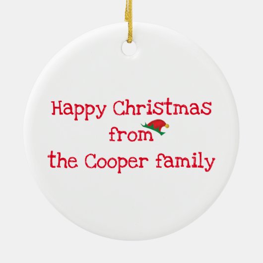 Ginger kitten gepersonaliseerde kerstboomversierin keramisch ornament (Achterkant)