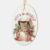 Ginger Kitten Geschenkdoos Vreugde aan de Wereld V Keramisch Ornament (Links)