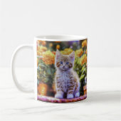 Ginger Kitten in een bloementuin Koffiemok (Links)