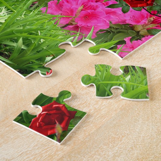 Ginger Kitten in een bloementuin Legpuzzel (Zijkant)