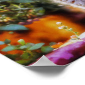 Ginger Kitten in een bloementuin Poster (Hoek)