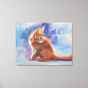 Ginger Kitten in pastellicht Canvas Afdruk
