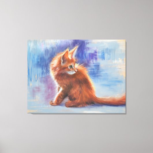 Ginger Kitten in pastellicht Canvas Afdruk (Voorkant)