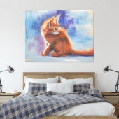 Ginger Kitten in pastellicht Canvas Afdruk (Insitu (Slaapkamer))