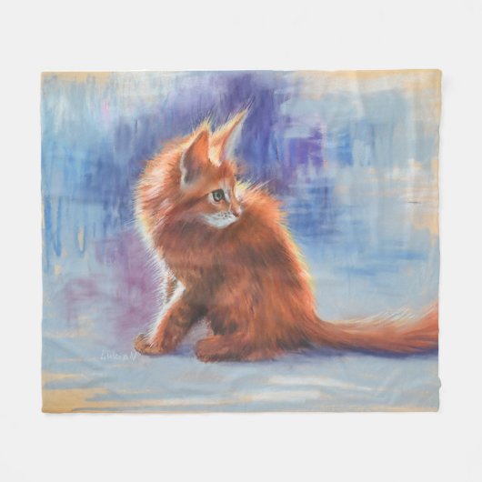 Ginger Kitten in pastellicht Fleece Deken (Voorkant (Horizontaal))