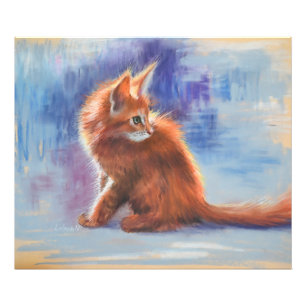 Ginger Kitten in pastellicht Foto Afdruk