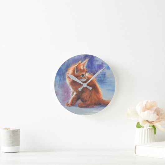 Ginger Kitten in pastellicht Ronde Klok (Huis)
