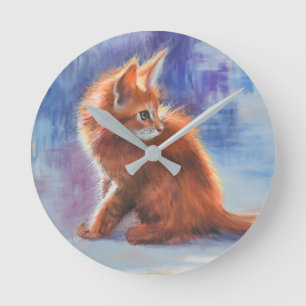 Ginger Kitten in pastellicht Ronde Klok