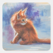 Ginger Kitten in pastellicht Vierkante Sticker (Voorkant)
