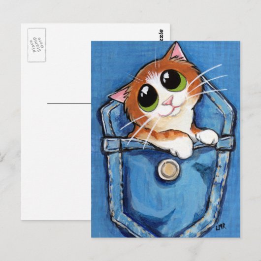 Ginger Kitten in Pocket Art Briefkaart (Voorkant / Achterkant)