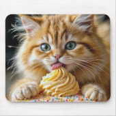 Ginger Kitten met het likken van een verjaardagsta Muismat (Voorkant)