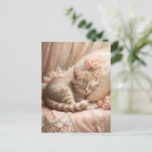 Ginger Kitten Slapen (Shabby Chic) Briefkaart (Staand voorkant)