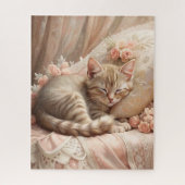 Ginger Kitten Slapen (Shabby Chic) Legpuzzel (Verticaal)