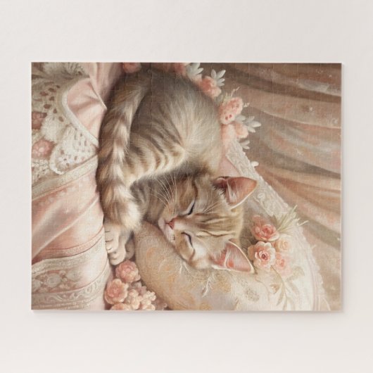 Ginger Kitten Slapen (Shabby Chic) Legpuzzel (Horizontaal)