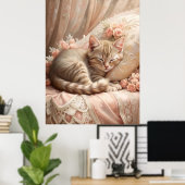 Ginger Kitten Slapen (Shabby Chic) Poster (Thuiskantoor)