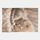 Ginger Kitten Slapen (Shabby Chic) Theedoek (Horizontaal)