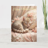 Ginger Kitten Sleeping (Shabby Chic) Moederdag Feestdagen Kaart (Voorkant)