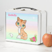 Ginger kitty cat, muis & ster op pastelkleuren (In situ)