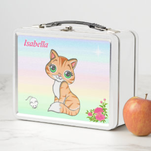 Ginger kitty cat, muis & ster op pastelkleuren