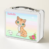Ginger kitty cat, muis & ster op pastelkleuren (Achterkant)