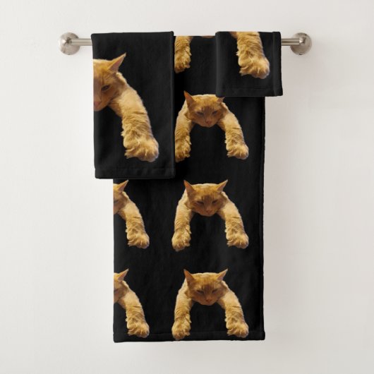 Ginger Lazy Cat, Bath Towel Set Bad Handdoek (Insitu)