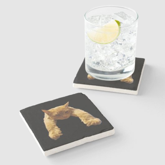 Ginger Lazy Cat, Stone Onderzetter (Zijkant)