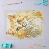 Ginger Longhair Cat Waterverf Schets Tissuepapier (Craft)