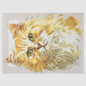 Ginger Longhair Cat Waterverf Schets Tissuepapier (Voorkant)