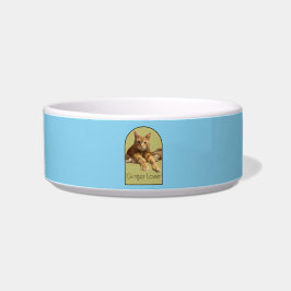 Ginger Lover Sky Blue Ceramic Pet Bowl Voerbakje