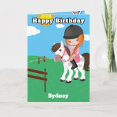 Ginger Meisjes Paardensport Geheim Bericht Verjaar Kaart (Voorkant)