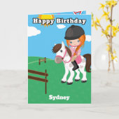 Ginger Meisjes Paardensport Geheim Bericht Verjaar Kaart (Gele Bloem)