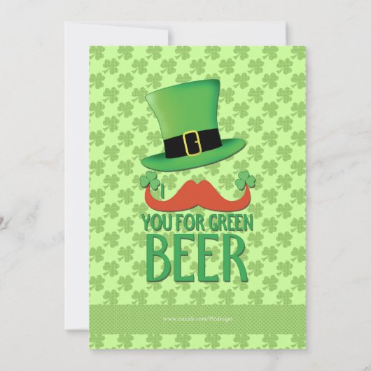 Ginger Mustache je groene bierklaver uitnodiging (Achterkant)